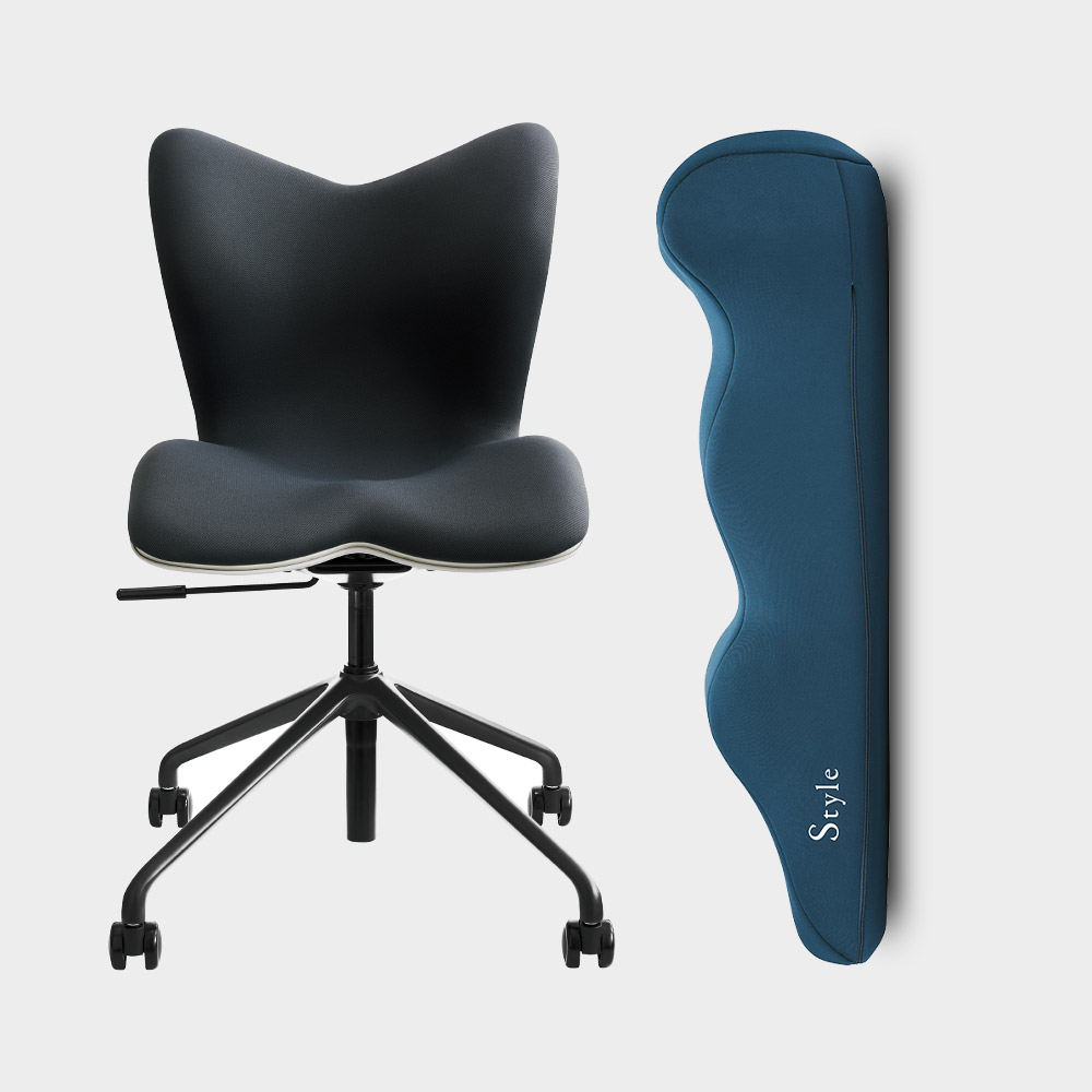 健康舒展組】Style Chair PMC 健康護脊電腦椅雲感款沉靜黑+Style