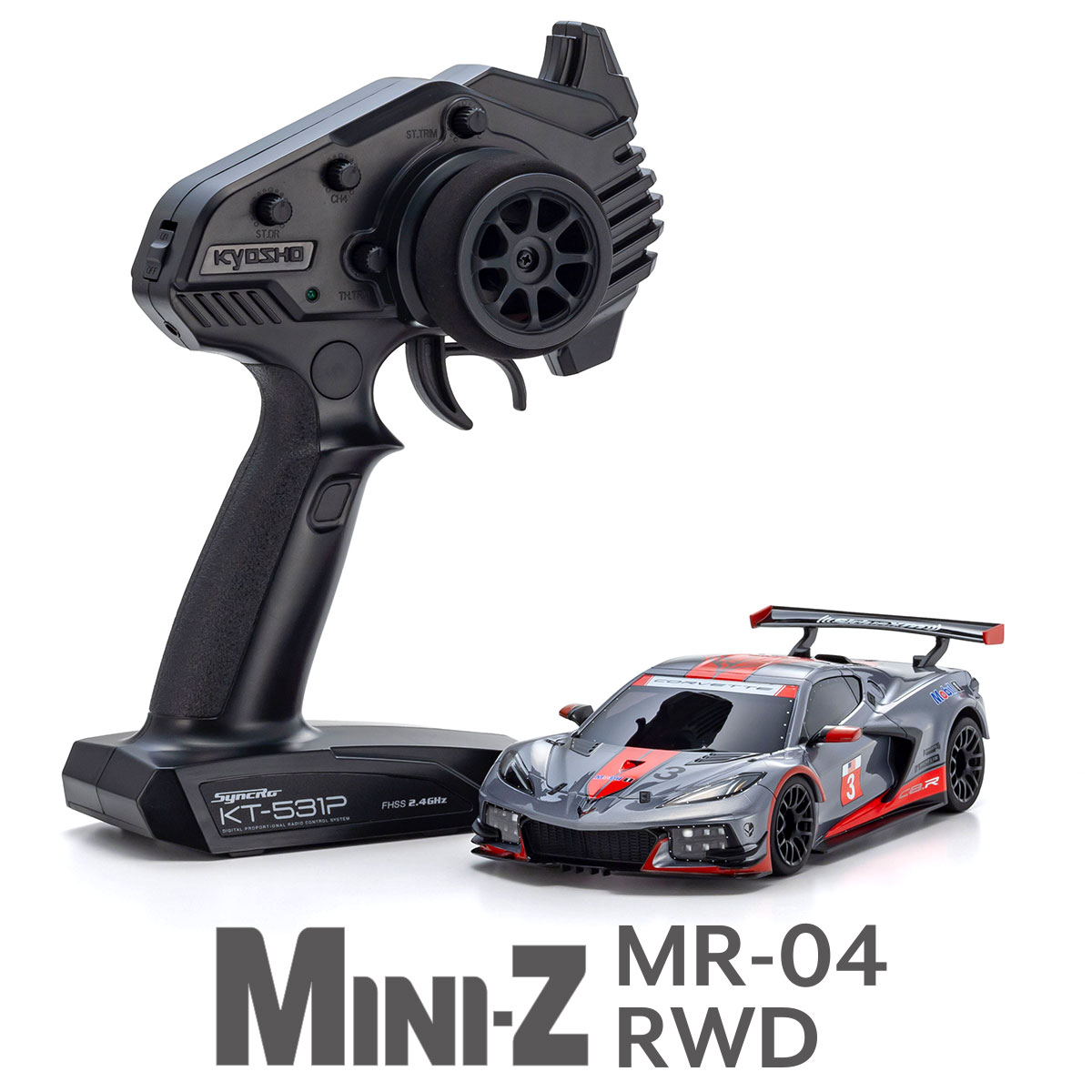 32356GMR MINI-Z MR-04 RWD RTR CHEVROLET® CORVETTE® C8.R Gunmetal / Red