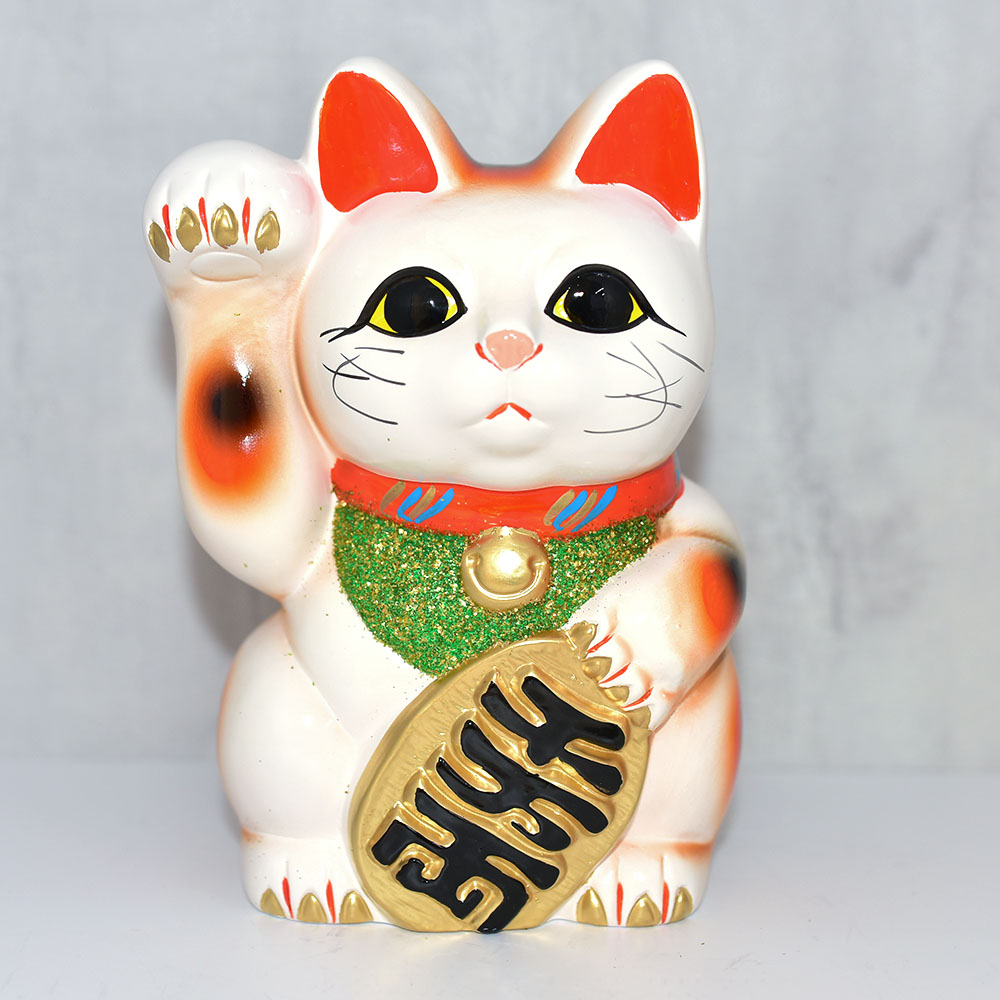 日本製常滑燒招財貓千萬兩貯金箱陶器19cm