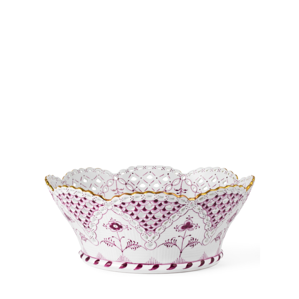 全花邊24K金紫紅唐草- 鏤空造型水果籃23cm