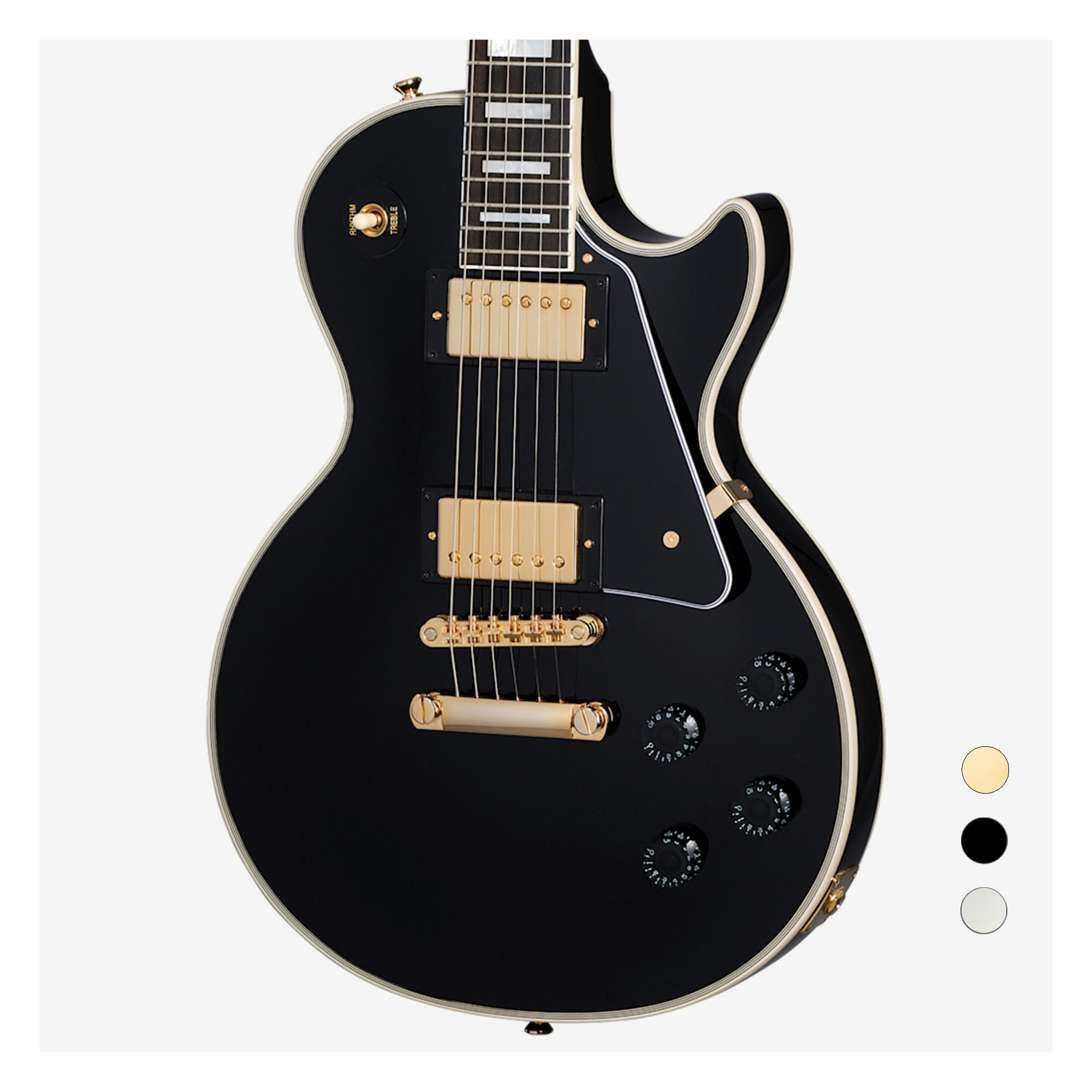 Epiphone Les Paul Custom 電吉他雙雙無搖座典雅黑金黑檀木指板