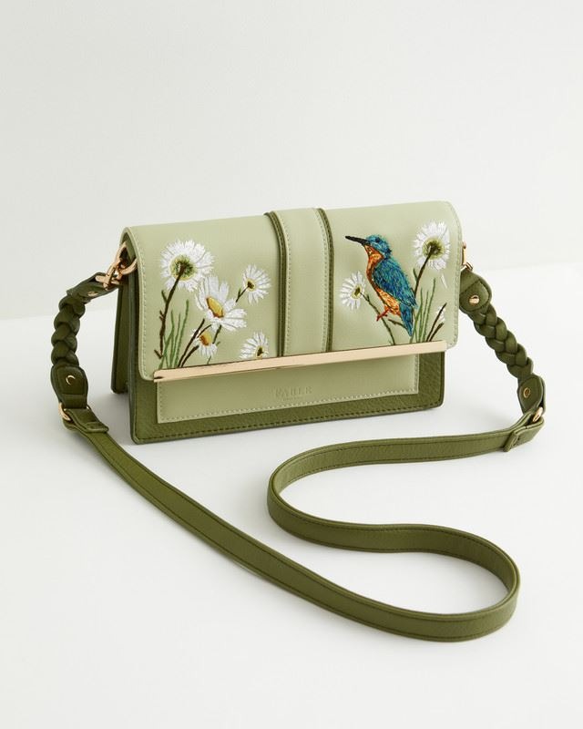 英國FABLE 寓言- 刺繡翠鳥斜背包Embroidered Kingfisher Cross Body