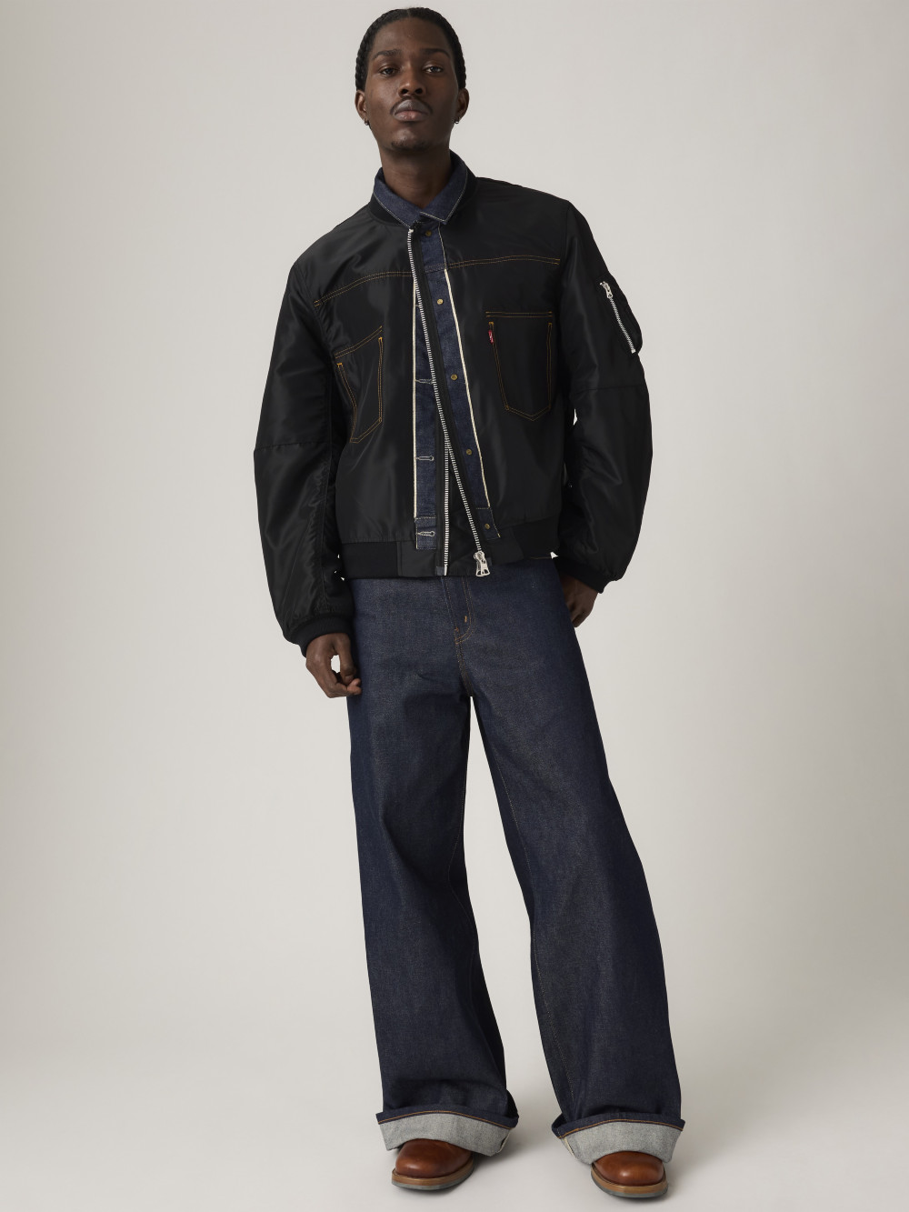 Levi's® X Sacai 男女同款寬鬆丹寧牛仔褲｜0035H-0000