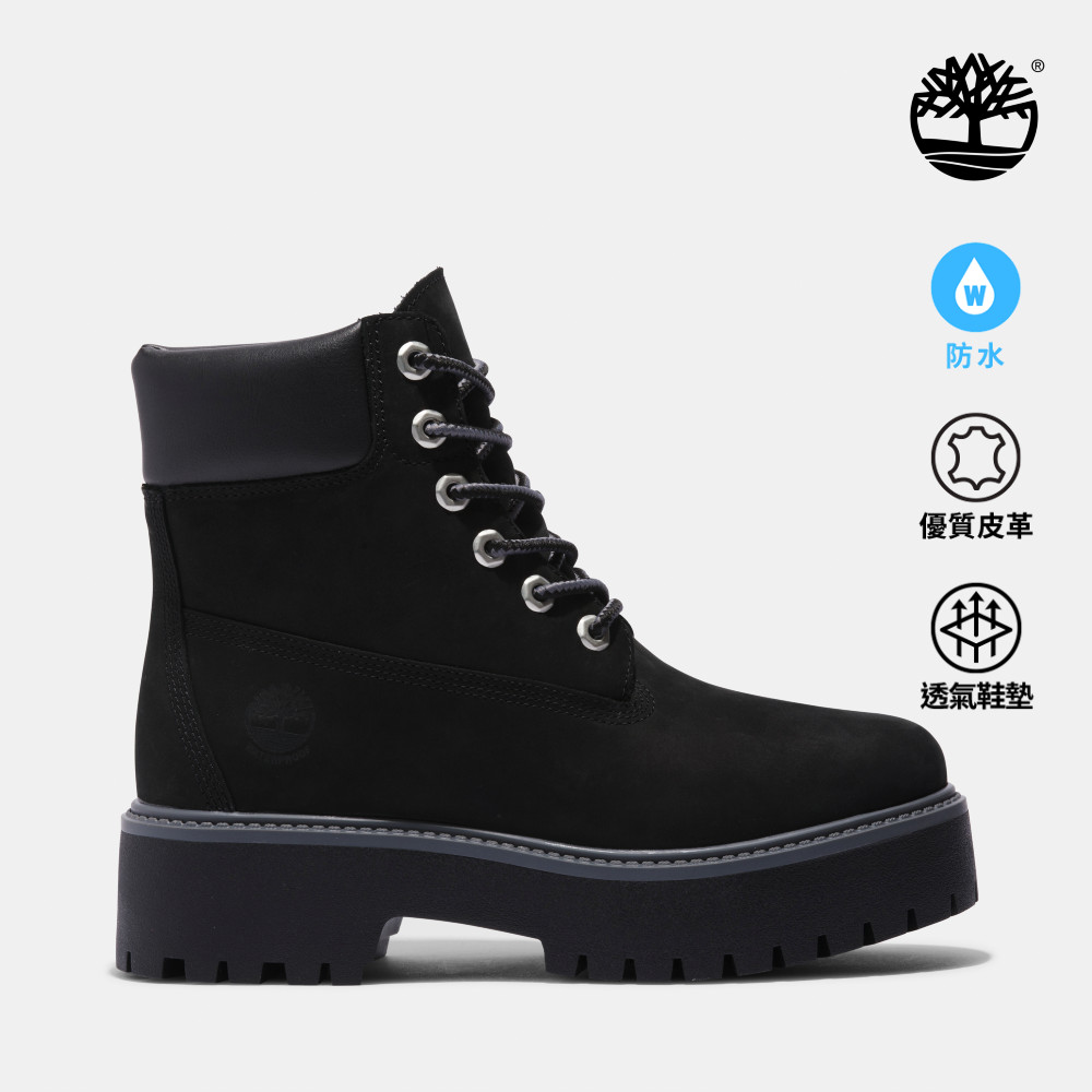 Timberland 女款黑色Stone Street 6吋厚底防水靴