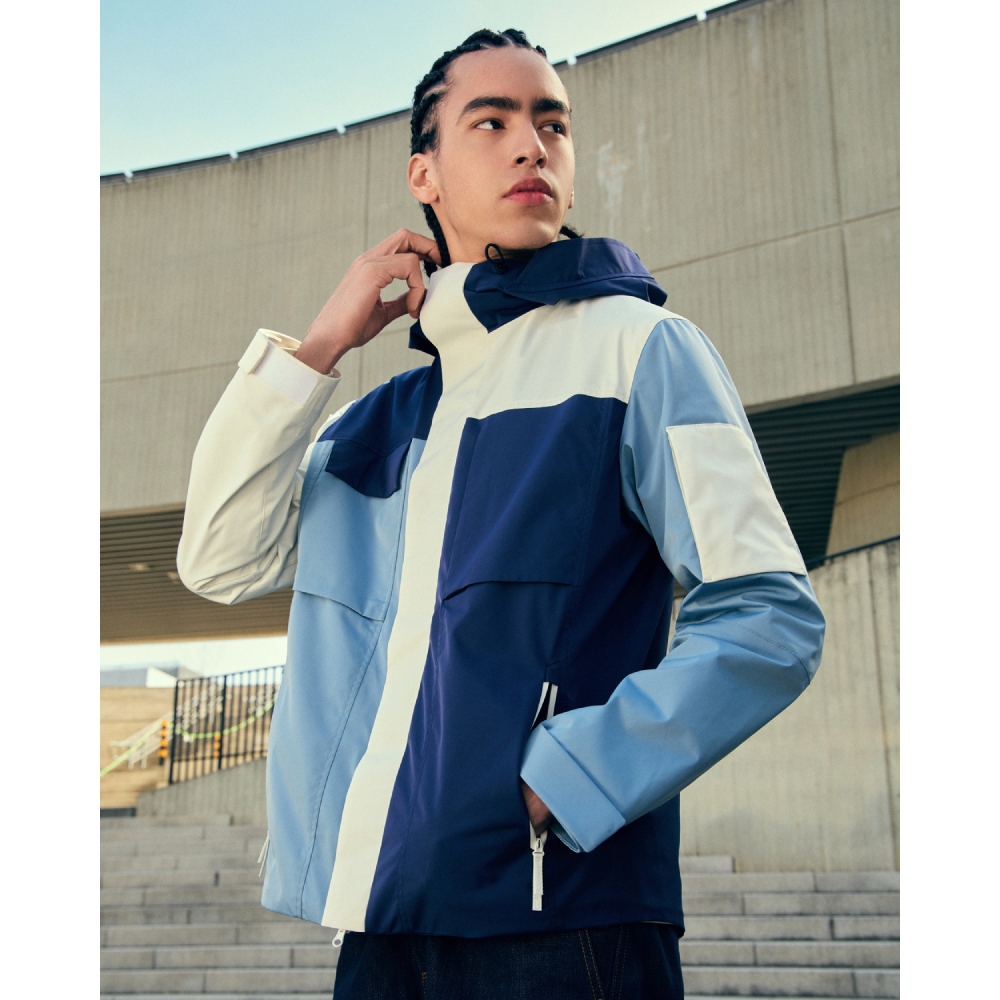 Lee x Saucony 男女同款寬鬆版拼接撞色袖口魔鬼氈袖身貼口袋背後LOGO