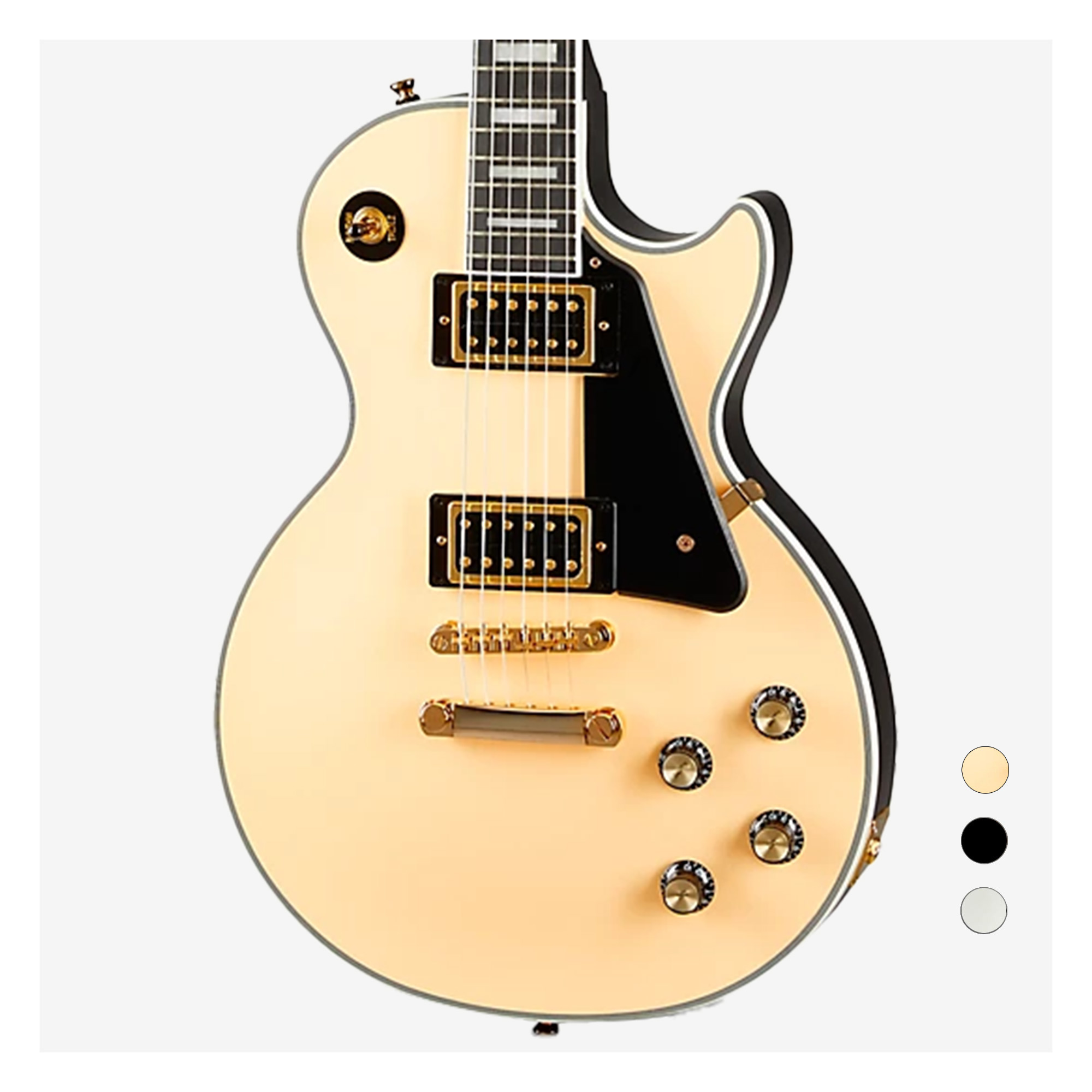Epiphone Les Paul Custom 電吉他雙雙無搖座復古米黃黑檀木指板限定款