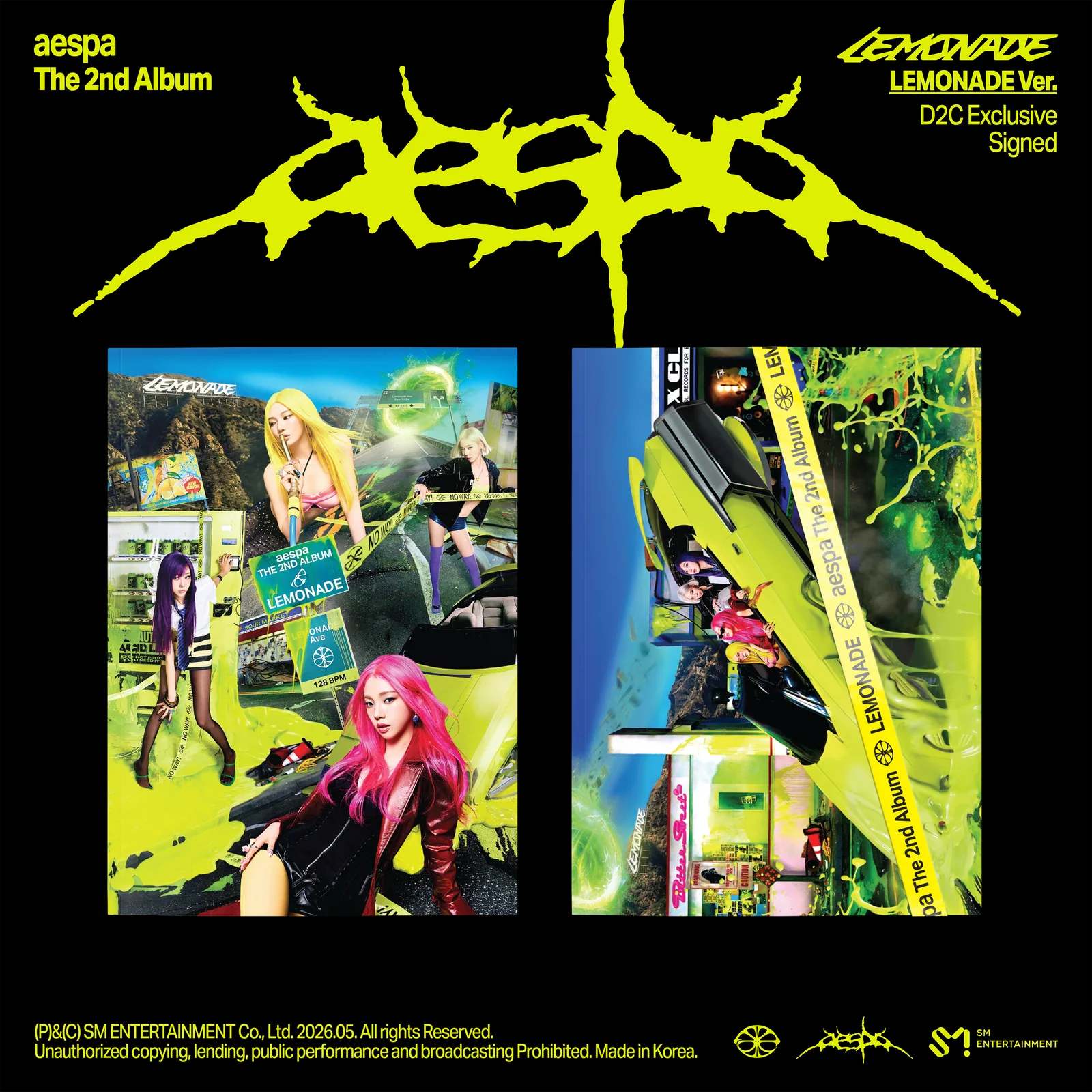 親筆簽名] AESPA - 正規二輯[LEMONADE] (LEMONADE版) 美國進口| 熱銷