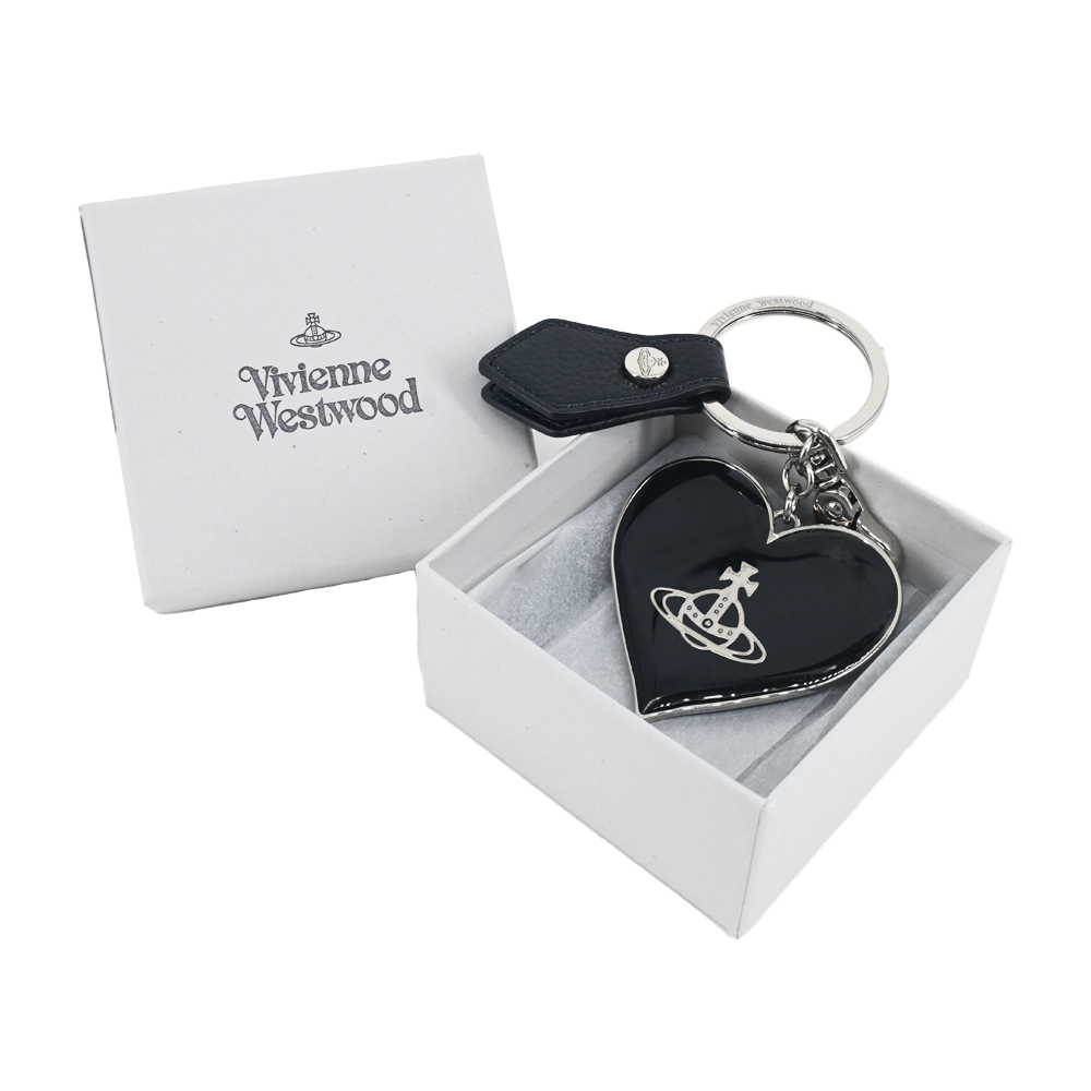 Vivienne Westwood Mirror Heart 經典鏡面皮革愛心土星鑰匙圈| 熱銷