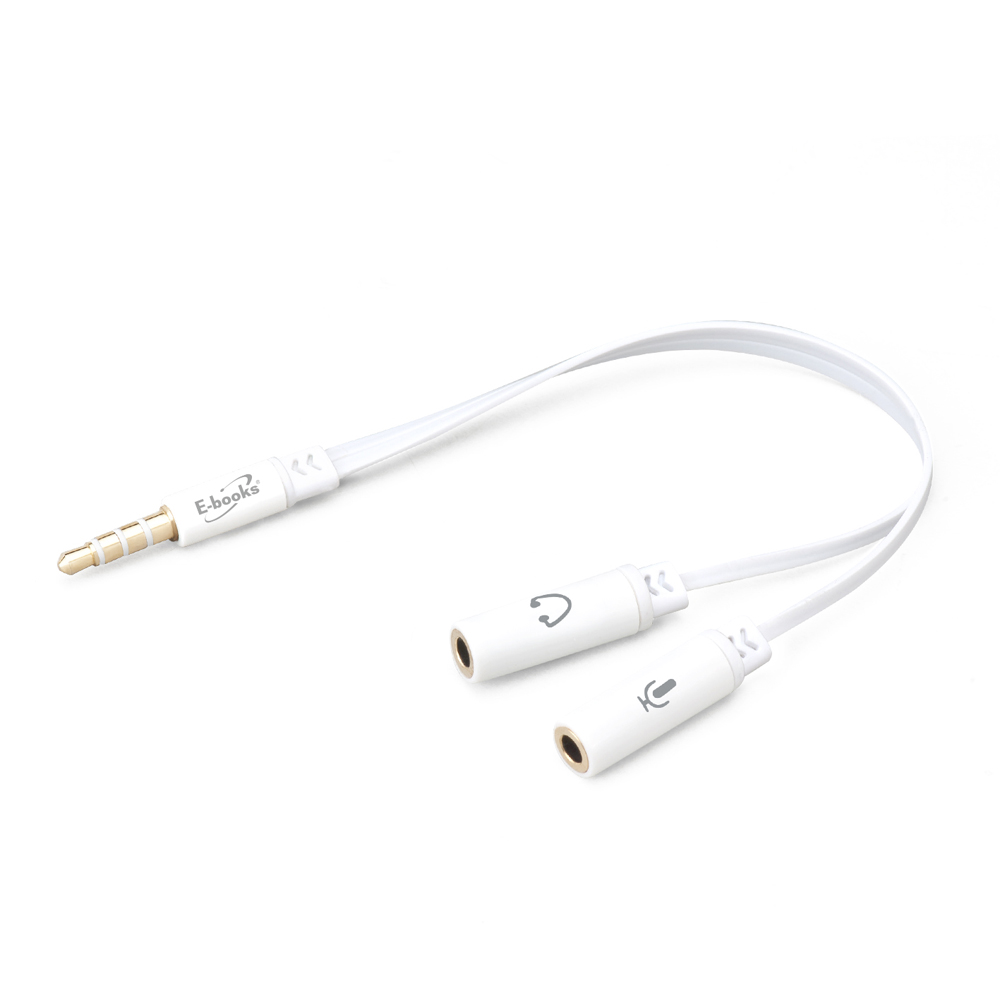 E-books 3C品牌館- X18一公轉二母耳機麥克風音源轉接線3.5mm-20cm