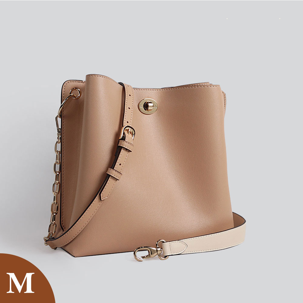 送料込★S’AIME★雙背帶橢圓轉釦小水桶包★2wayショルダ-バッグ 雙背帶橢圓轉釦水桶包-S'AIME東京企劃