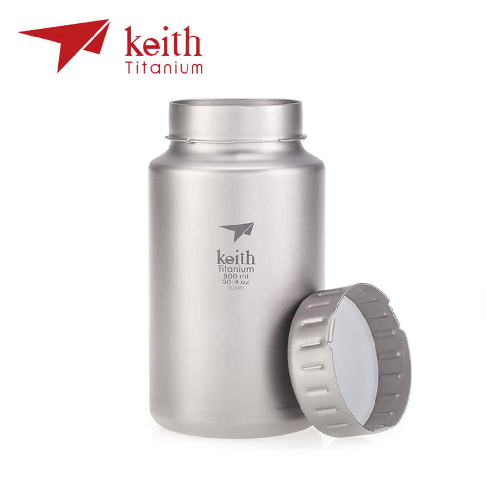 鎧斯【Keith】Ti3035 純鈦寬口運動水壺鈦保鮮罐900ml | 熱銷推薦| 登山