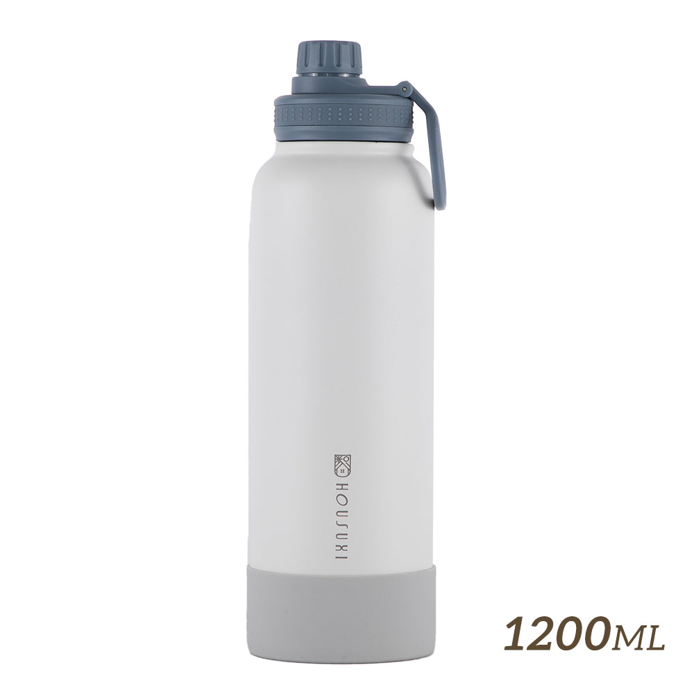 大容量保冷保溫瓶(附吸管)1200ml-雪白