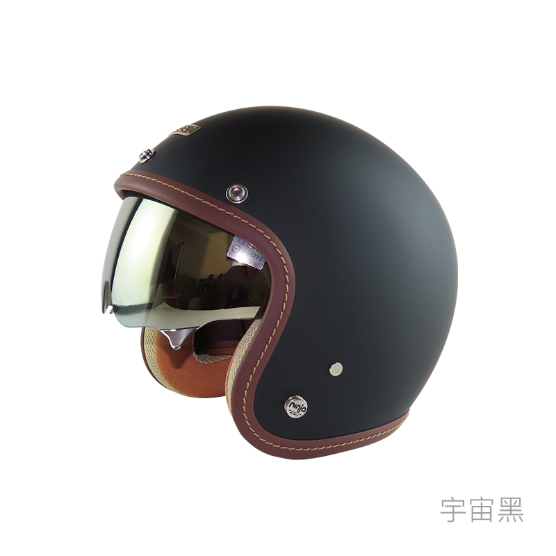 帽子 nau 送鏡片】Ninja K806A+ 醺砂宇宙黑3/4罩安全帽復古帽