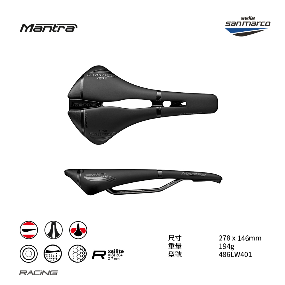 Selle San marco】坐墊MANTRA OPEN-FIT RACING 寬黑/黑486LW401