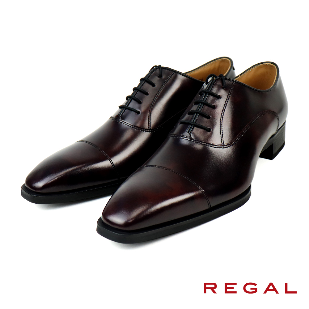 REGAL】日本原廠手工橫飾小方頭牛津鞋暗酒紅(911R-WIN) | 熱銷推薦