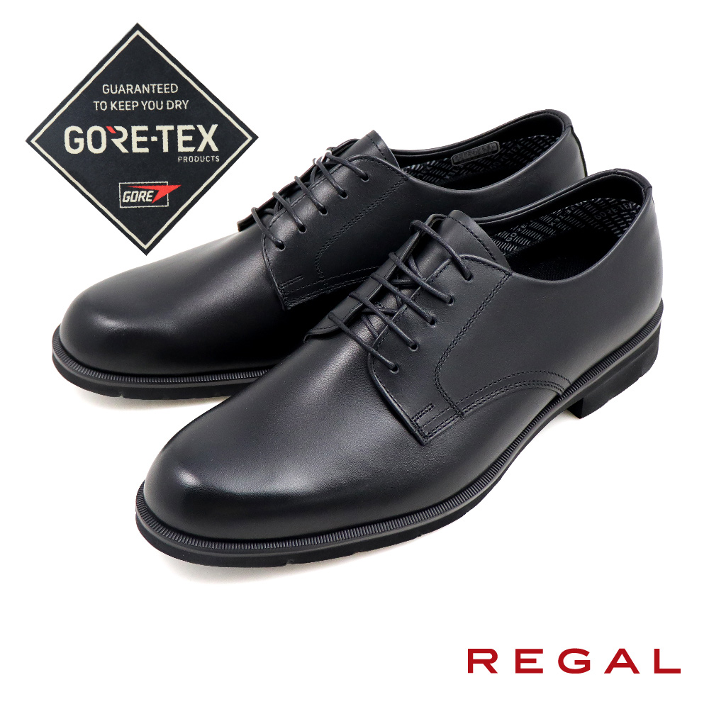 【未使用】 REGAL GORE-TEX 04EL 26.5 日本製 REGAL】GORE-TEX日本原廠素面綁帶德比鞋黑色(34CL-BL)