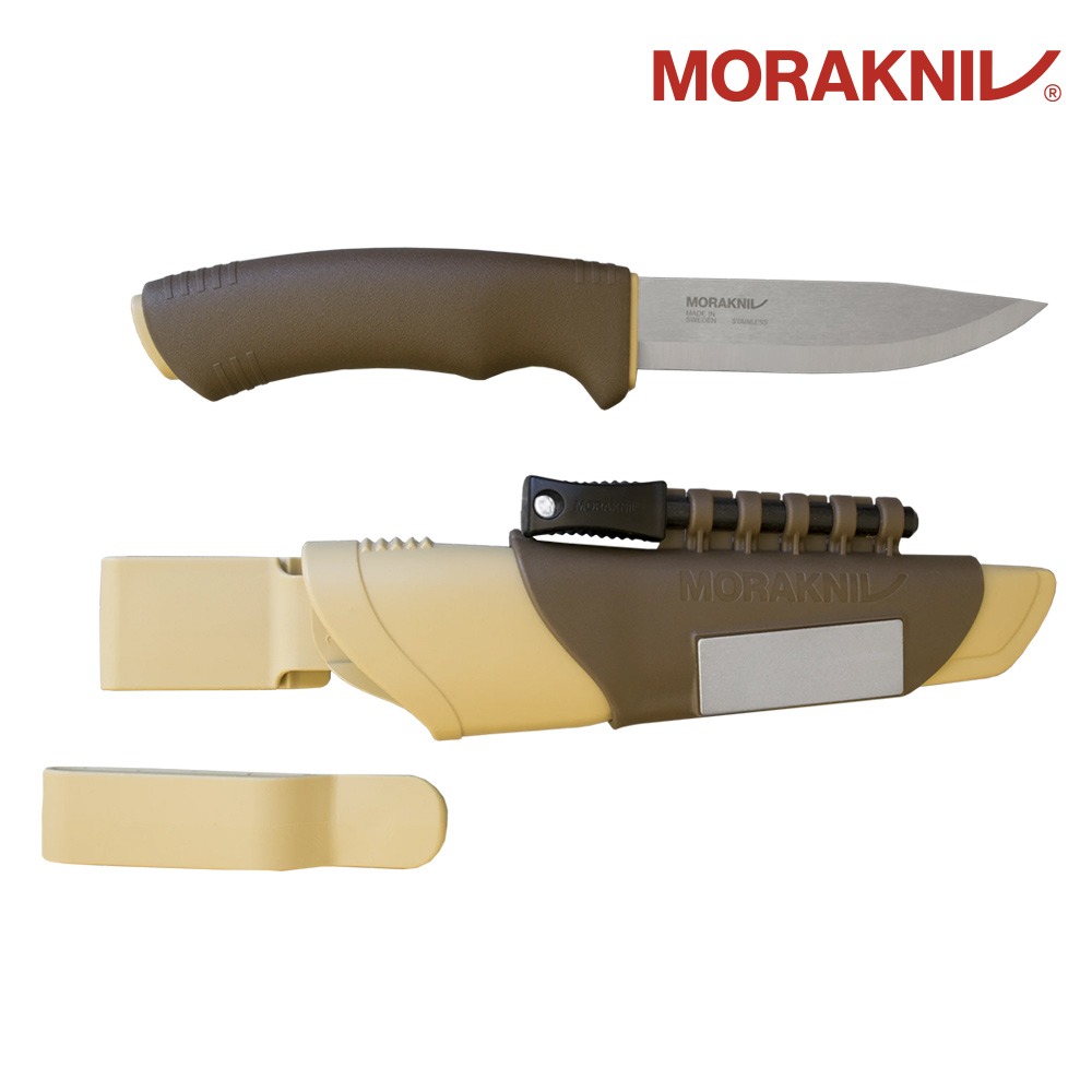 MoraKniv 野外求生不鏽鋼軍用直刀Bushcraft Survival (S) 附打火石+磨刀片