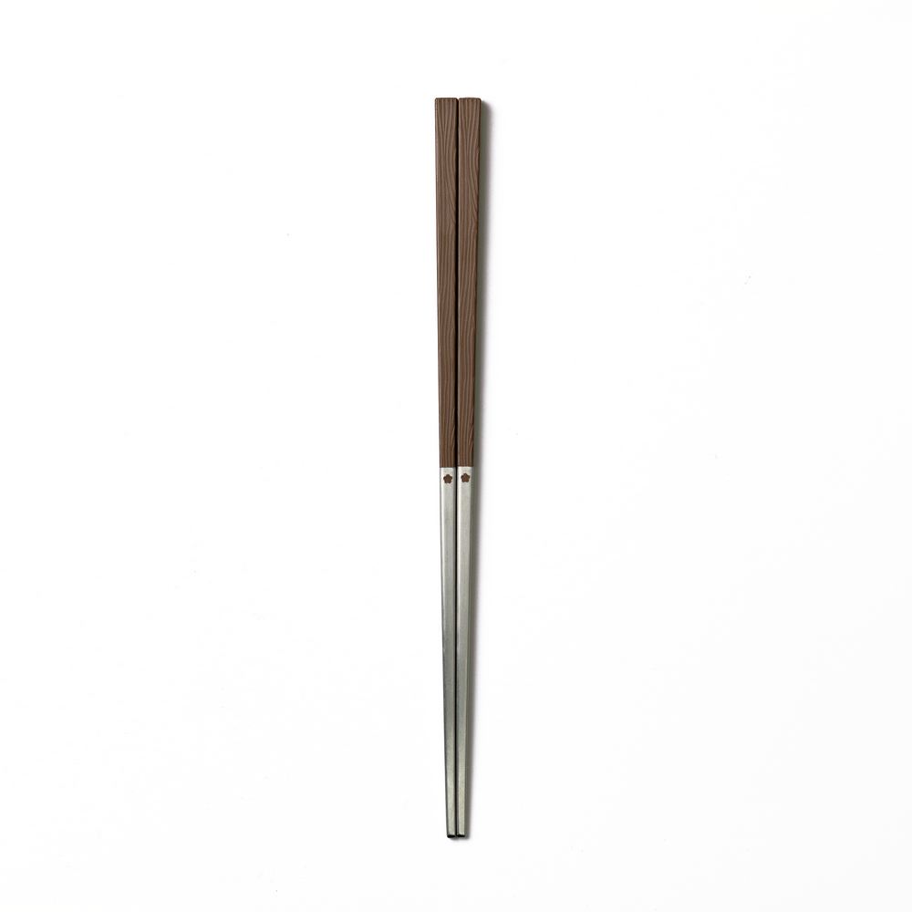 文房具 朱泥 魚紋 筆洗 匙 台付(LC981) 不鏽鋼樹脂方筷(可機洗)/21cm/棕