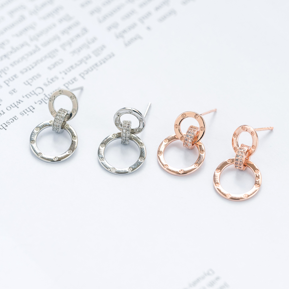 純銀｜雙環耳環(J041L2Q072A) - JUJURY