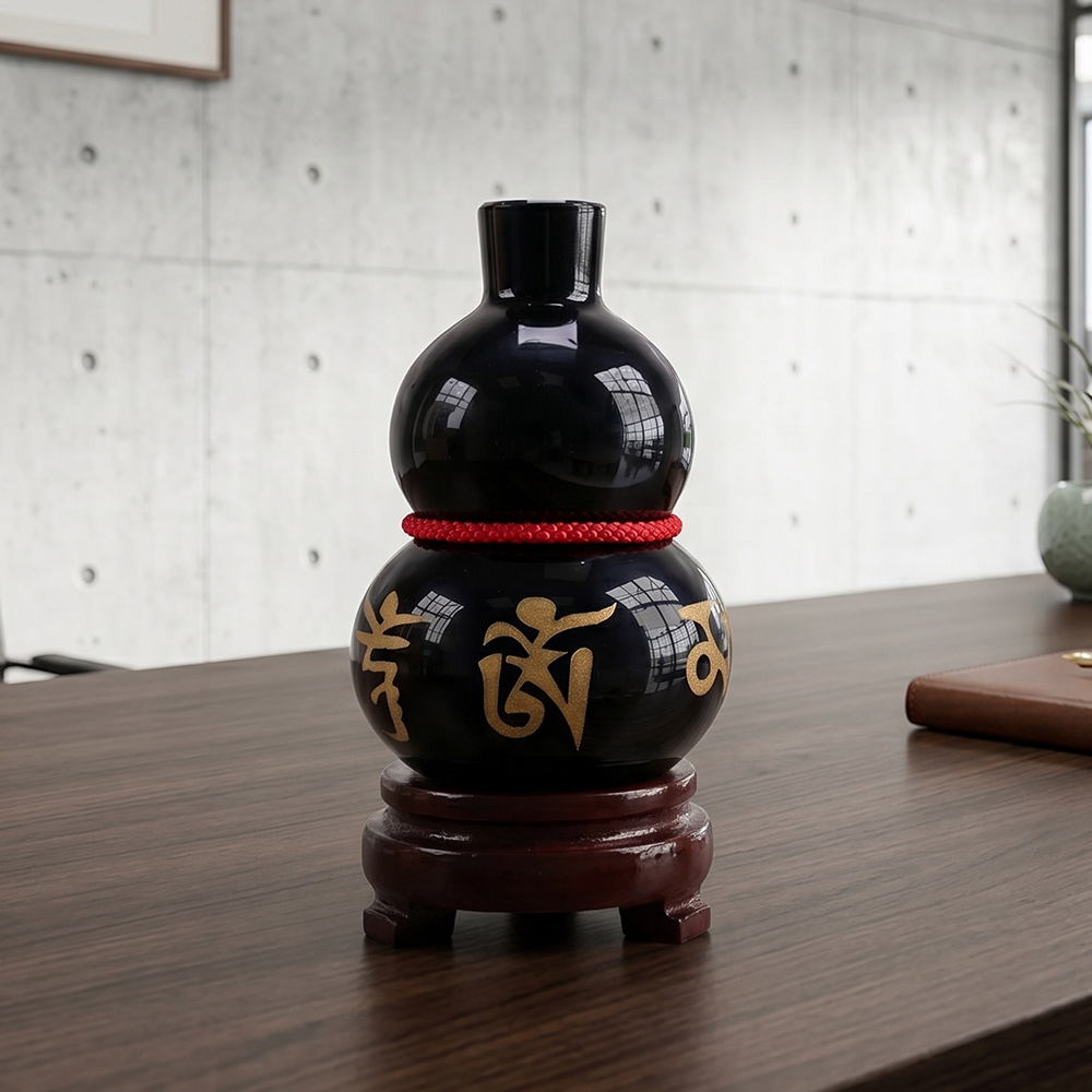 六字真言化煞黑曜石葫蘆鎮(辟邪化煞/開運擺件/擋災避險/保平安) | 熱銷