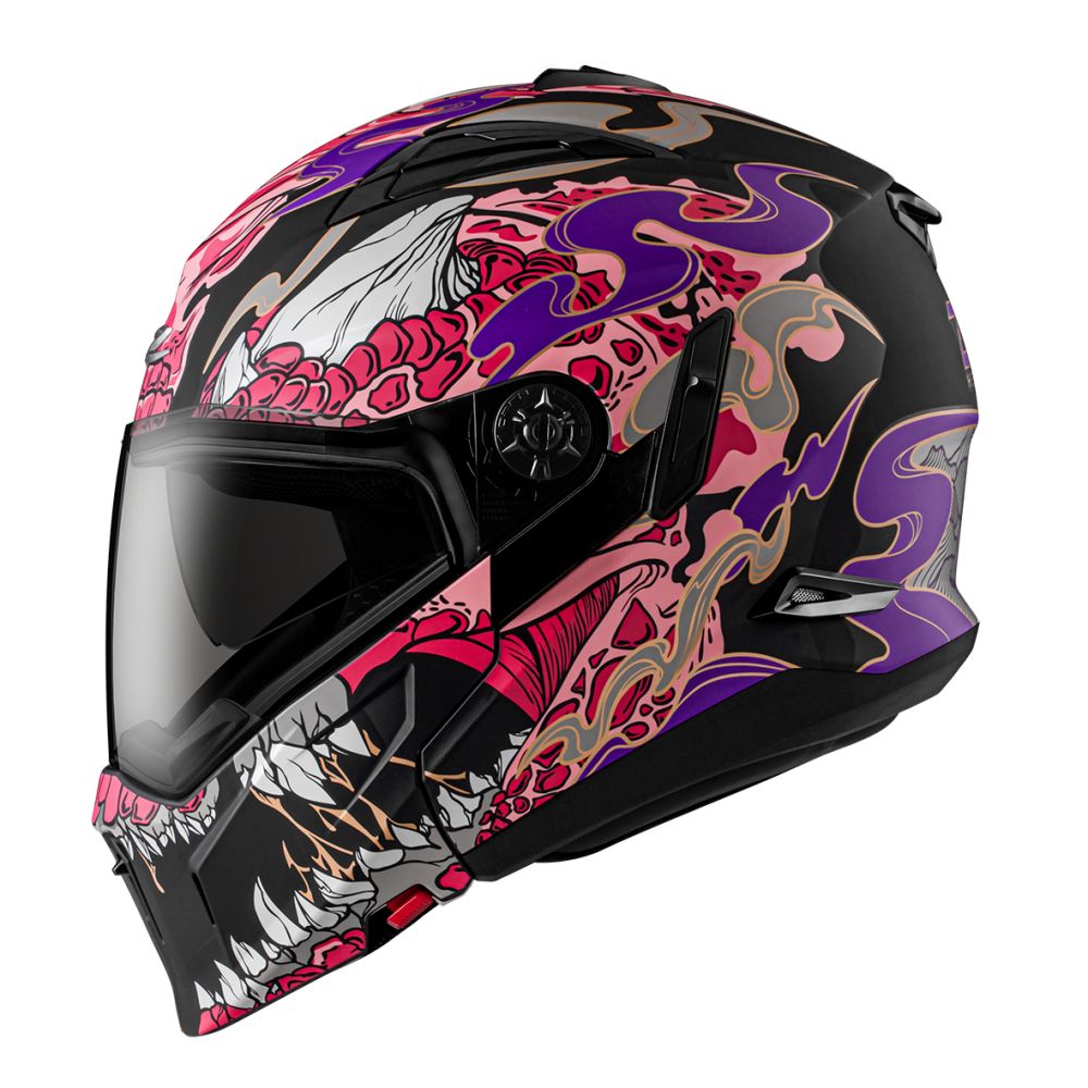 可全罩可半罩】ZEUS ZS-613H AJ48 獸消光黑紫複合式安全帽(內藏墨鏡