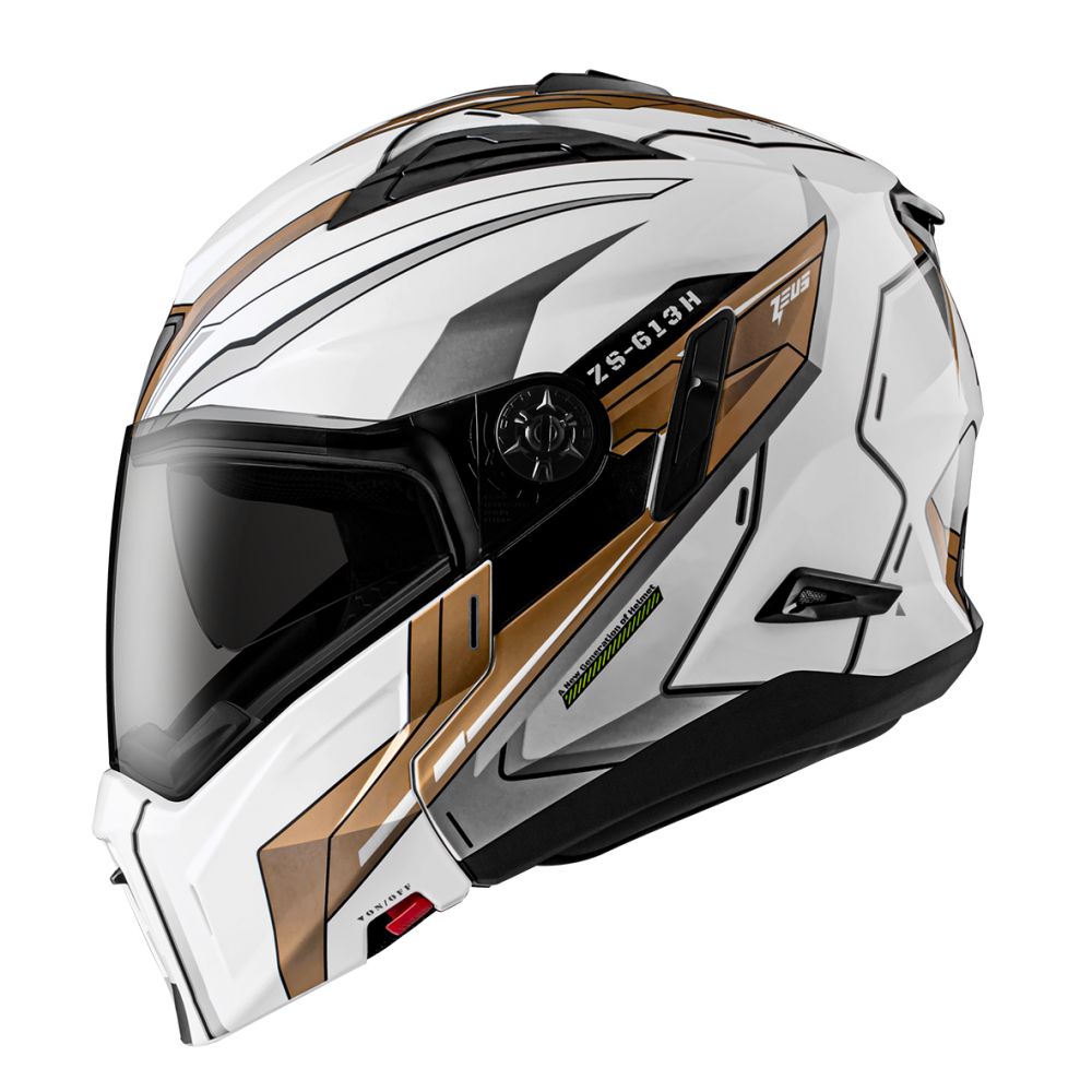 可全罩可半罩】ZEUS ZS-613H AJ45 鋼白金複合式安全帽(內藏墨鏡)【附面