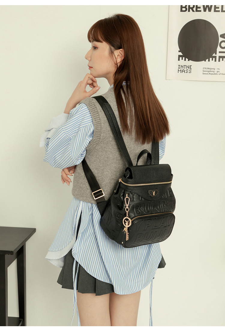 PLAYBOY - Backpack Superb Series - Black - Backpacks - Genuine Leather Black