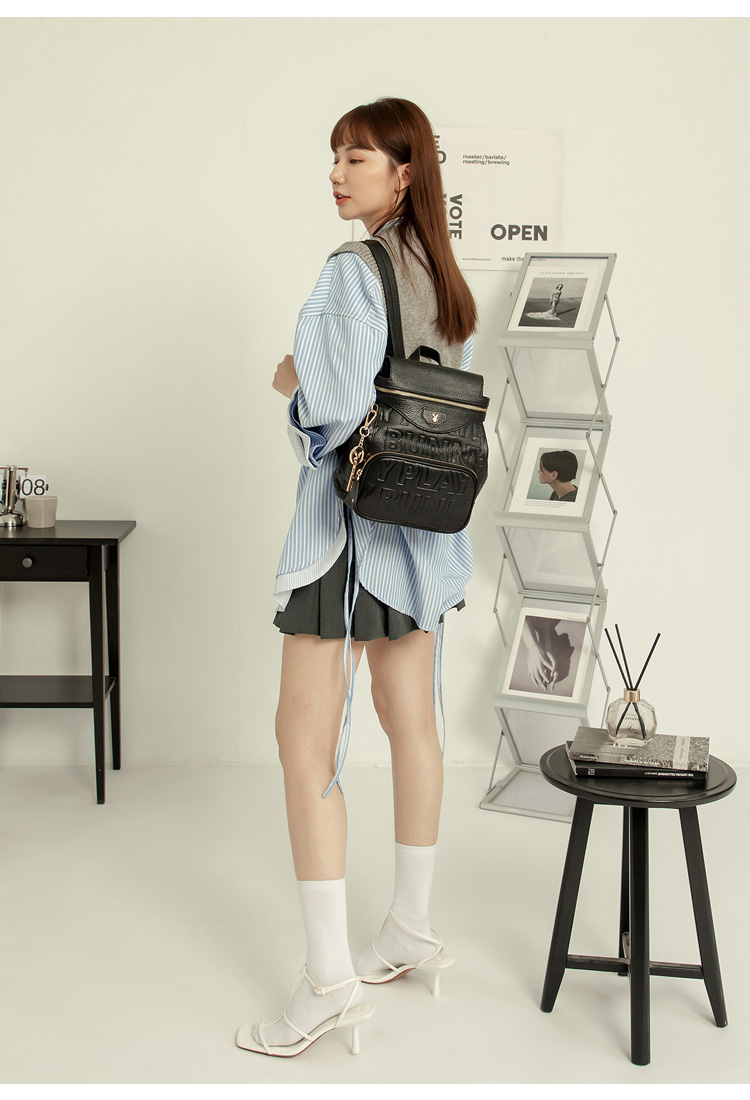 PLAYBOY - Backpack Superb Series - Black - Backpacks - Genuine Leather Black