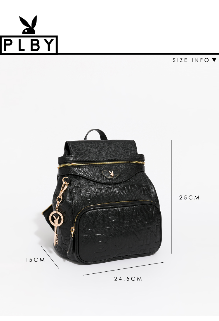PLAYBOY - Backpack Superb Series - Black - Backpacks - Genuine Leather Black