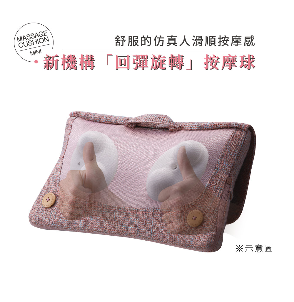 MASSAGECUSHIONMINI舒服的仿真人滑順按摩感新機構「回彈旋轉按摩球※示意圖