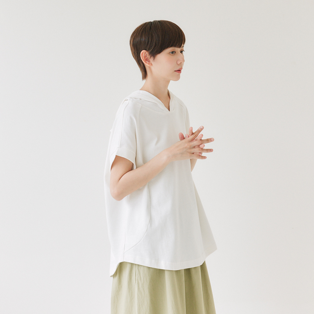 【Simply Yours】フード付きヘビー半袖TシャツホワイトF - トップス - コットン・麻 ホワイト