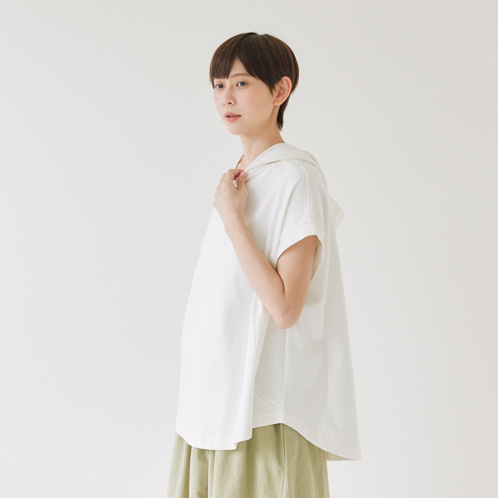 【Simply Yours】フード付きヘビー半袖TシャツホワイトF - トップス - コットン・麻 ホワイト