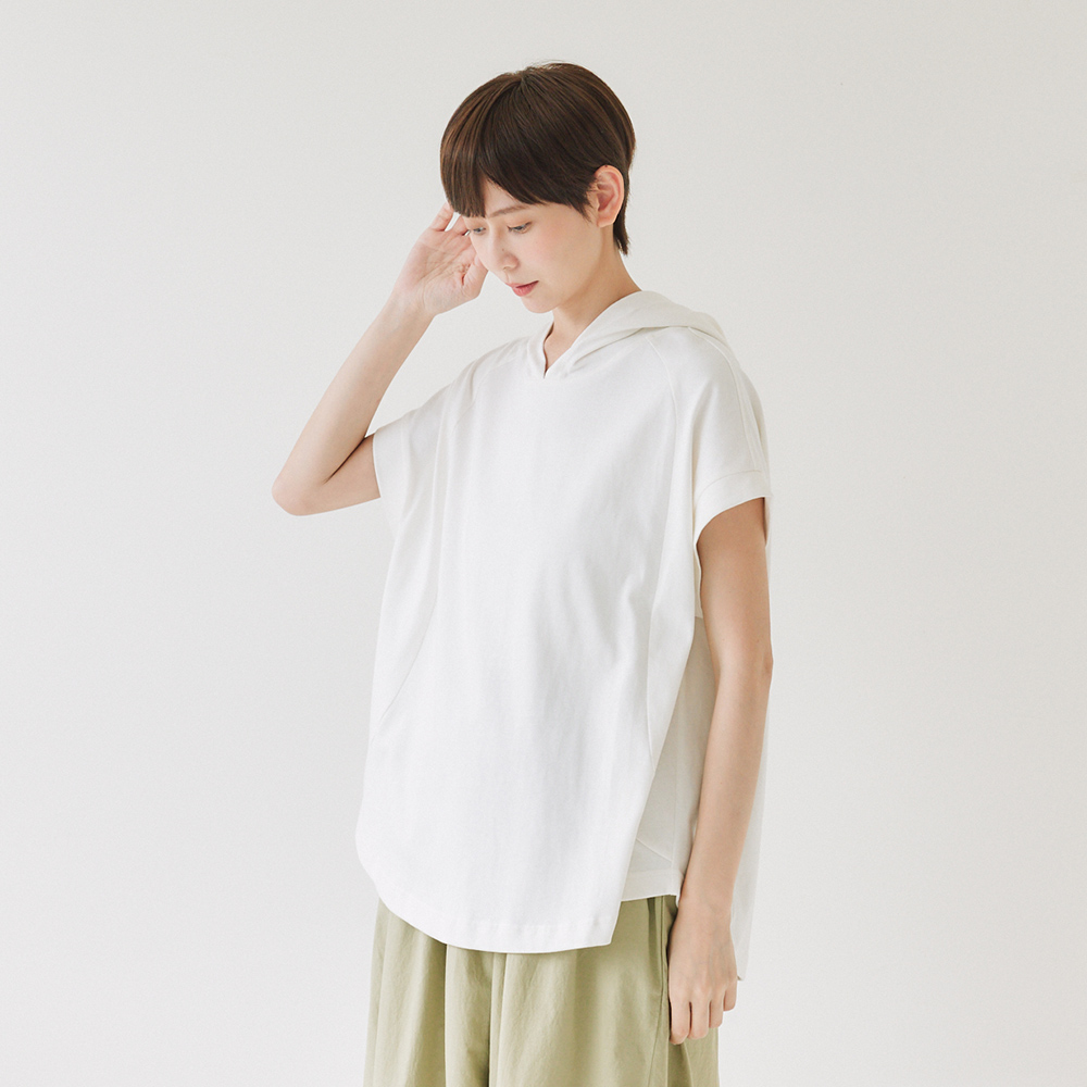【Simply Yours】フード付きヘビー半袖TシャツホワイトF - トップス - コットン・麻 ホワイト