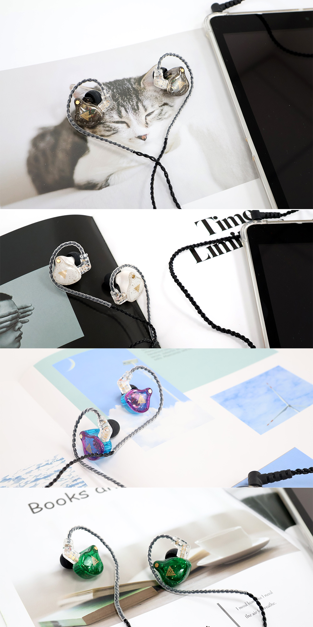 AK6 Wired Dynamic Bass Earphones重低音磁動圈耳機11mm 大動圈專業監聽級調音3.5mm 鍍金接頭透明なのは音の魂だ