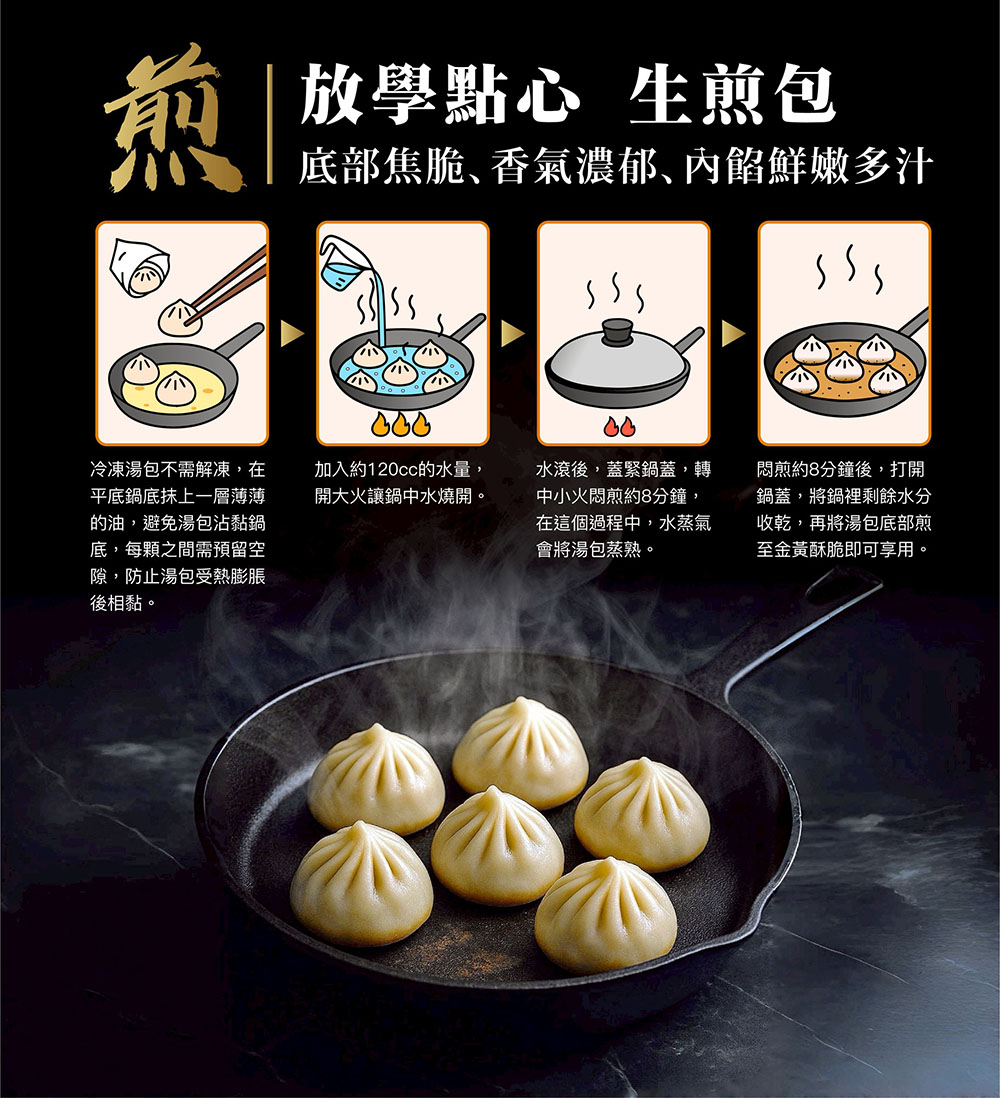 平底鍋煎湯包 生煎金黃酥脆