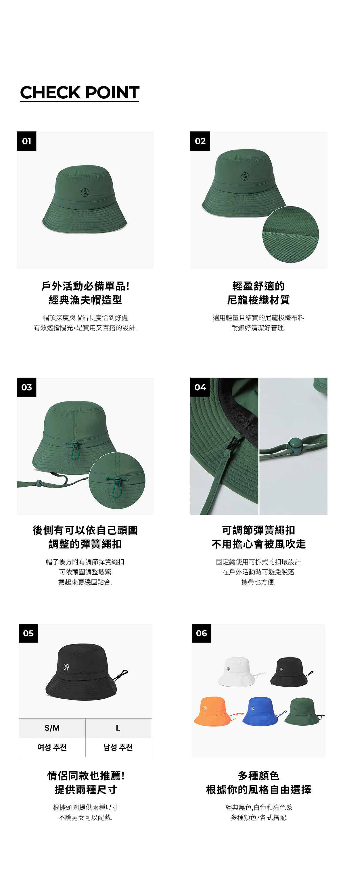 X圓標簡約抽繩設計漁夫帽 商品說明圖 2