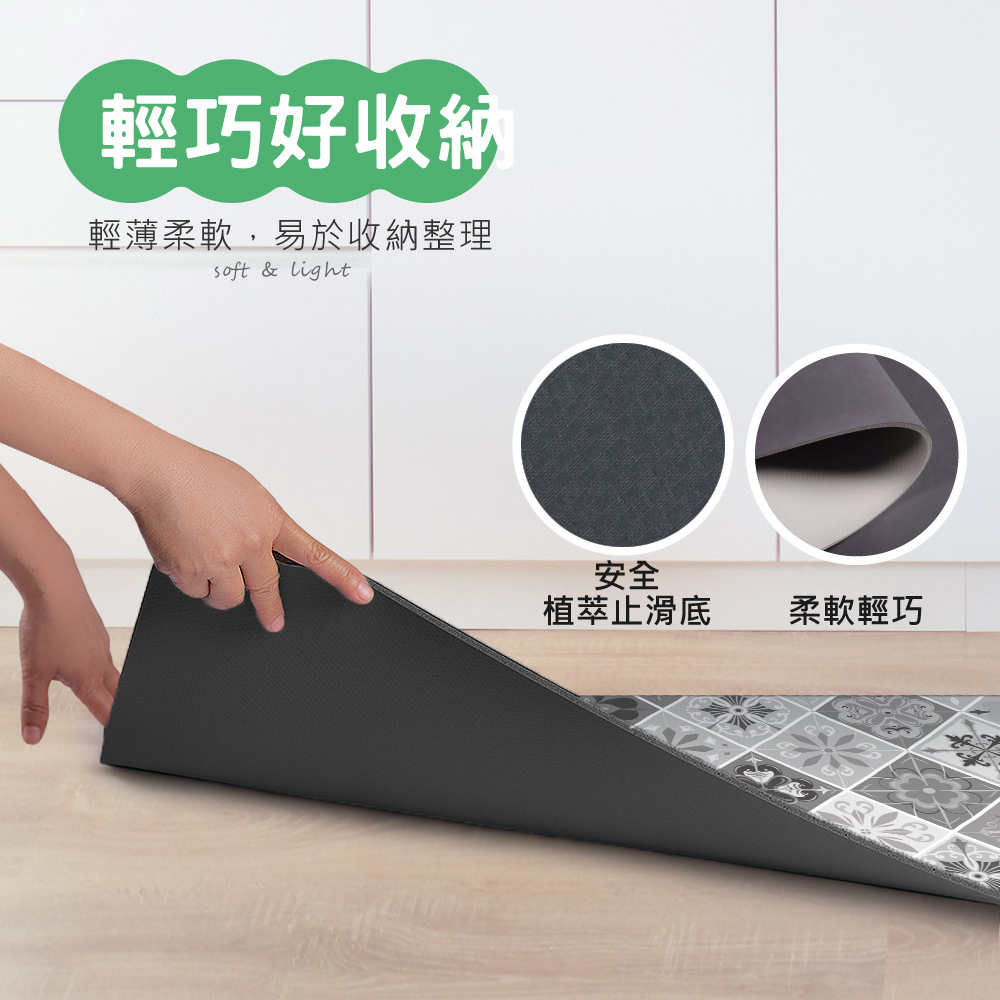 【rubber anne】30秒瞬吸 軟式珪藻土廚房吸水地墊 花璽 120x50cm - 地墊/地毯 - 其他材質