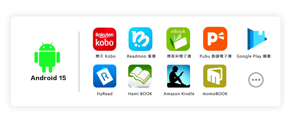 RakutenkoboeBook樂天 KoboReadmoo 博客來電子書Pubu飽讀電子書 Google Play 圖書Android 15RHyReadHami BOOKAmazon Kindle momoBOOK