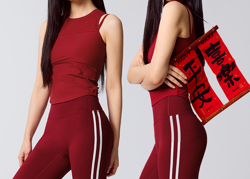 【XEXYMIX】 柔感羅紋雙肩帶層次坦克背心上衣 ✰新年限定款|極光艷紅Aurora Red|XFL1BL1501 16 12