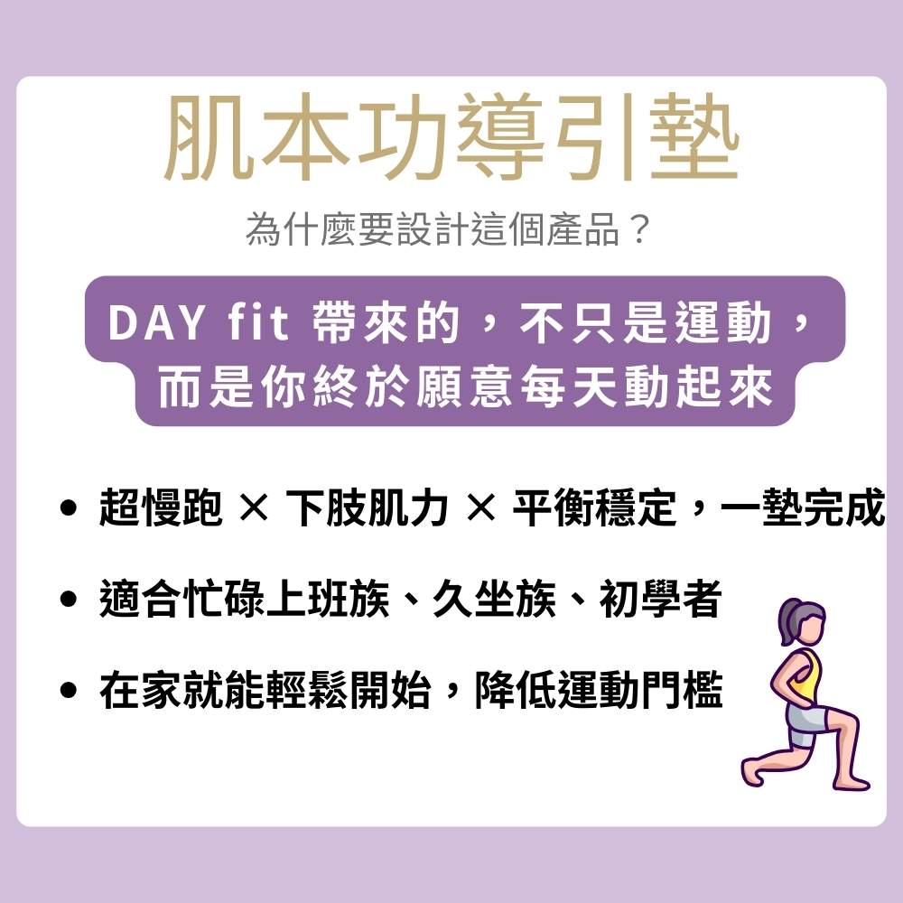 DAY fit《日日好肌》30 min 超慢跑墊／肌本功導引墊（深蹲墊/弓箭步/核心訓練/樹式瑜珈/腳底按摩）