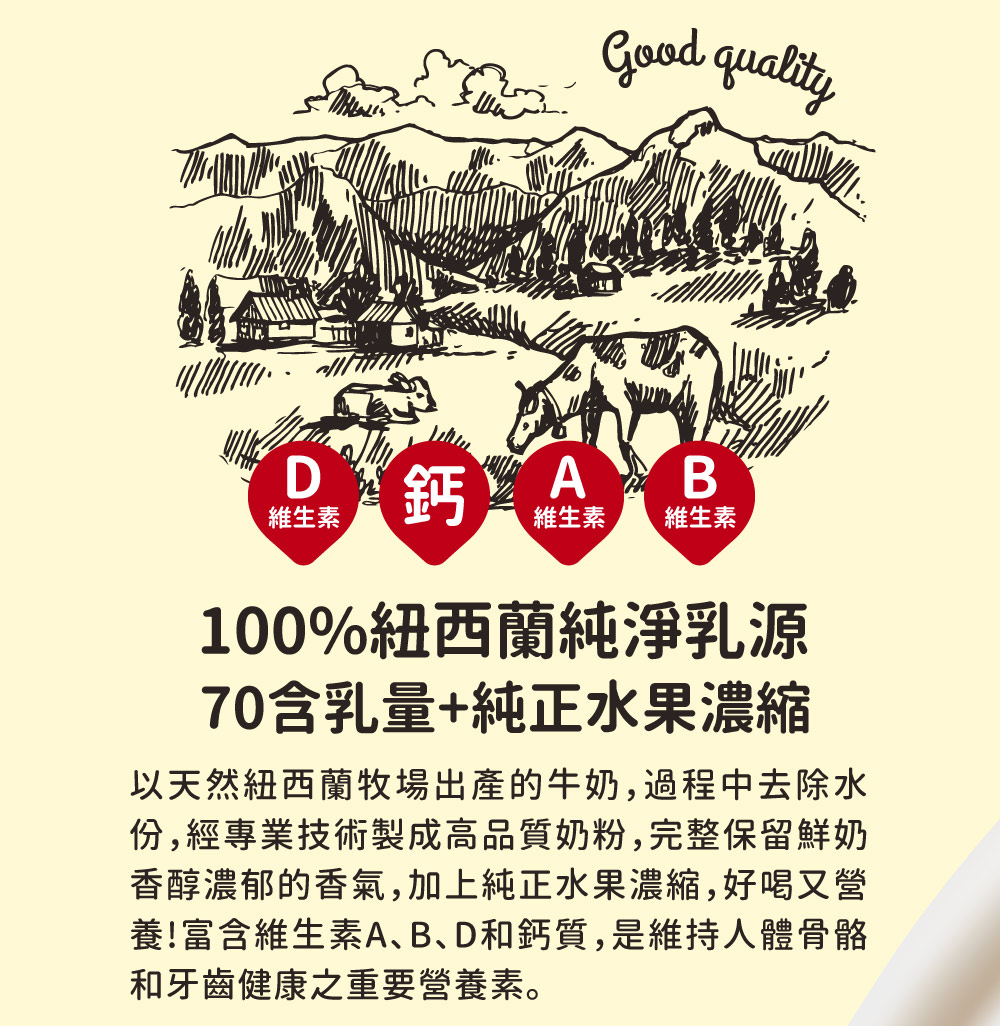 紅牛果汁奶粉 100 %紐西蘭純淨乳源 70%含乳量