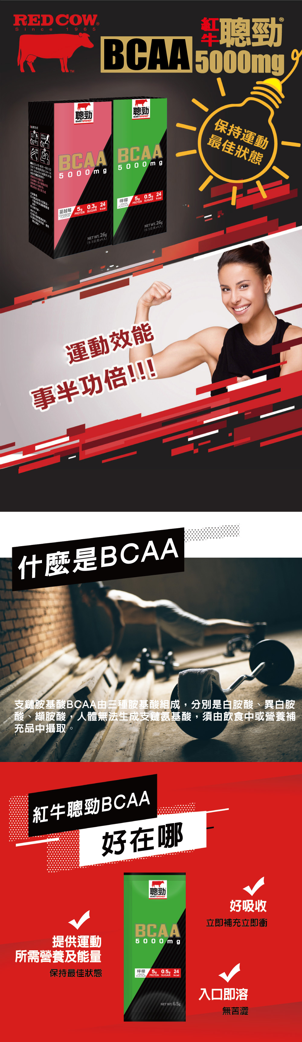 BCAA推薦：紅牛聰勁 BCAA 檸檬口味入口即溶且吸收快速