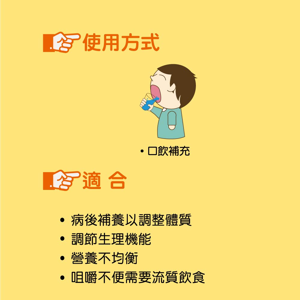 流質飲食營養推薦適用對象：咀嚼不便營養補充與病後補養