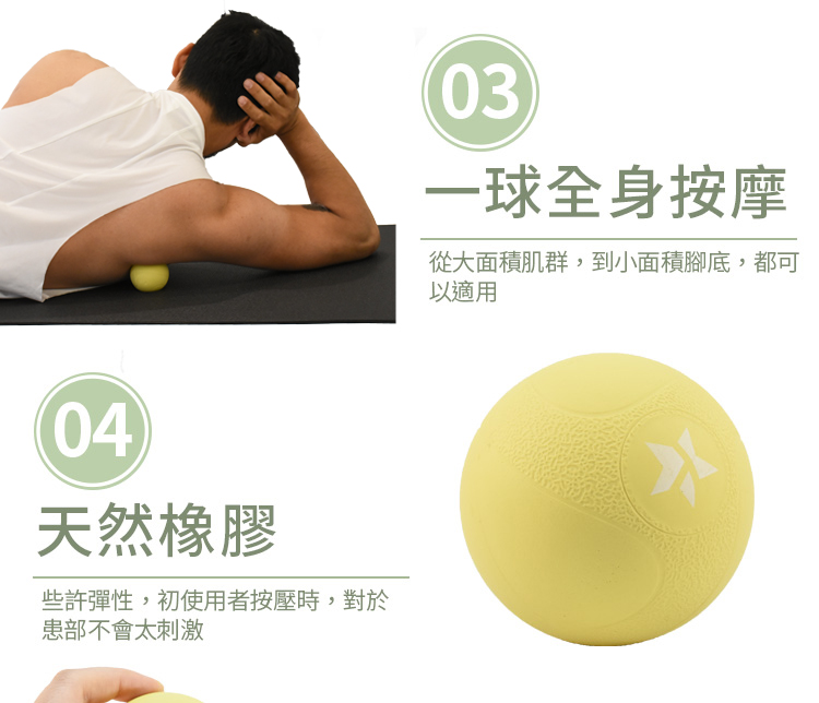 如何處理筋膜沾粘現象？ 利用器材如花生球、滾筒、按摩球、按摩滾棒等在定點做按壓停留30秒~60秒或緩慢滾動，利用深層呼吸平靜神經系統，筋膜放鬆器材選擇從軟到硬，視肌肉的承受度來使用。過於軟對恢復效果慢，過於刺激會導致筋膜緊縮，故需要確切感受身體反應，才能達到好的恢復效益。  滾筒滾動按摩，例如按壓已感覺明顯疼痛，那麼可以讓疼痛處停留在滾筒上，此時可以利用深層的呼吸起伏來讓舒緩激痛點，身體的「高爾肌腱器」會把滾筒壓著的疼痛地方的張力，傳遞訊息告知大腦，請大腦放鬆這個部位的痛點。
