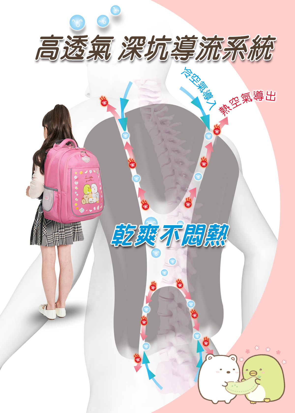 【IMPACT】怡寶角落小夥伴新一代成長型輕量護脊書包-粉紅 IMSG301PK