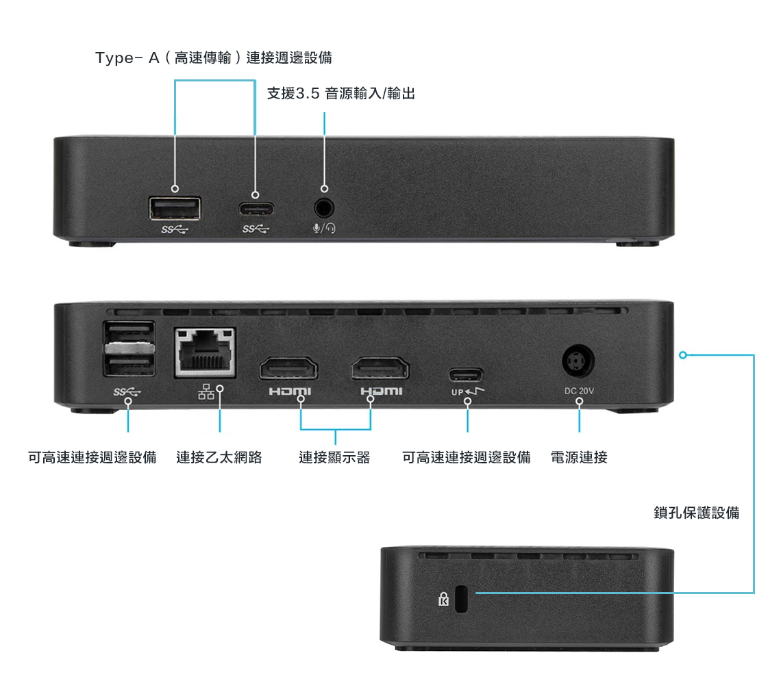 Targus Universal USB-C™ DV4K Docking Station 多功能擴充埠, 黑