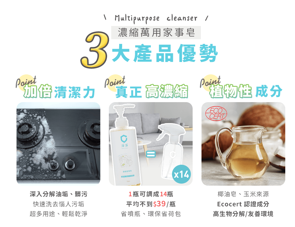 萬用清潔劑 3 大產品優勢