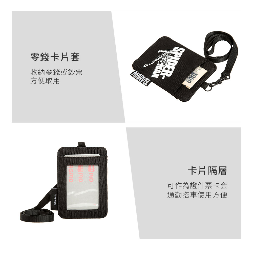 【OUTDOOR】漫威英雄MARVEL-蜘蛛人票卡證件套-黑色 ODDY22F07BK