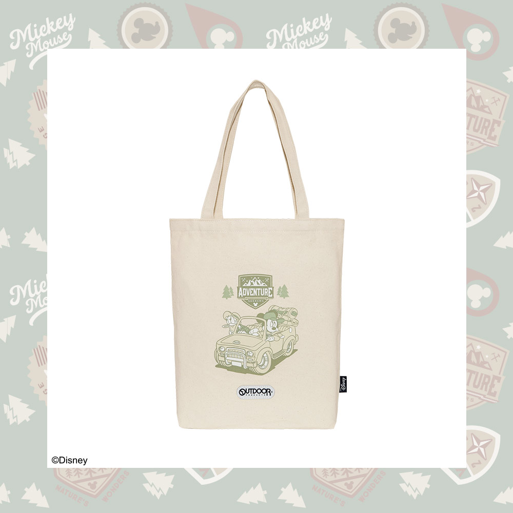【OUTDOOR】迪士尼Disney-米奇與好朋友帆布肩背包-米色 ODDY22D06BE