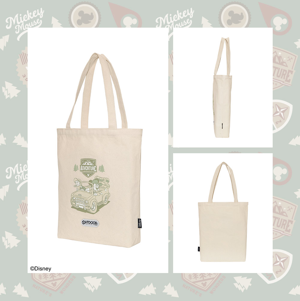 【OUTDOOR】迪士尼Disney-米奇與好朋友帆布肩背包-米色 ODDY22D06BE